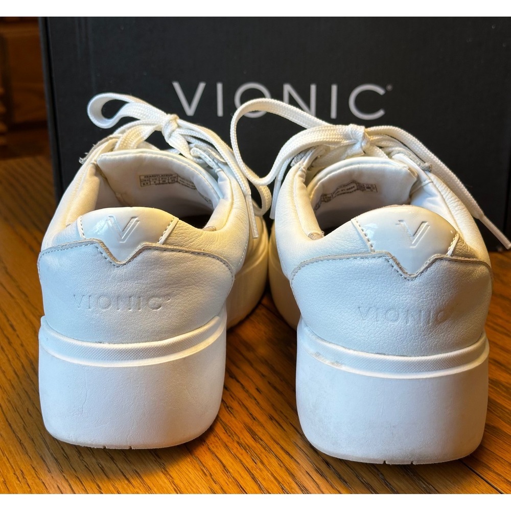 Vionic 8.5M White Women's Casual Leather Sneakers - Picture 3 of 5